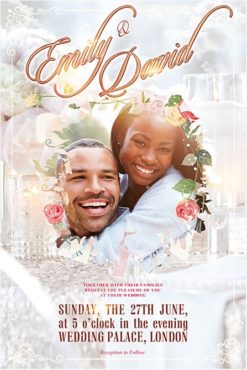 happy lovers with flowers flyer