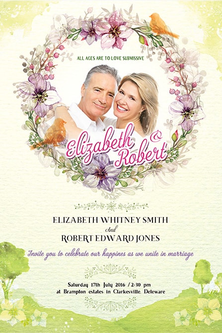 wedding invitation with flowers