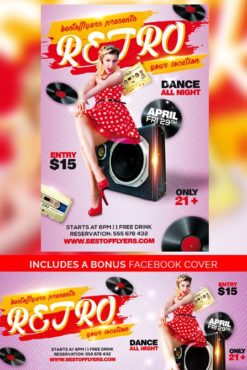 retro party psd flyer template