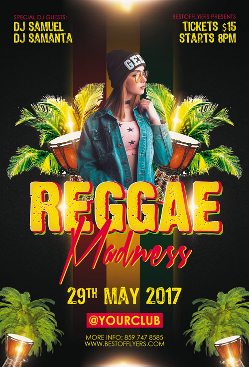Reggae Madness Free Poster Template