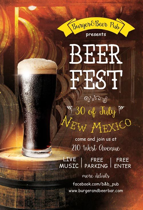 Beer Fest Free Pub Flyer Template - Freebies for Bar and Pub Events