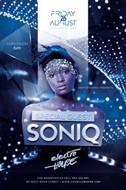DJ Soniq Electro House Free Flyer Template for Electro Parties