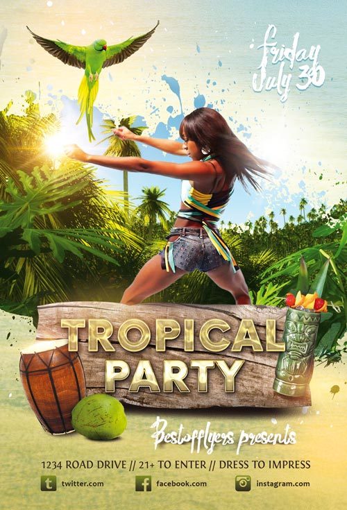 Tropical Party Free Flyer Template